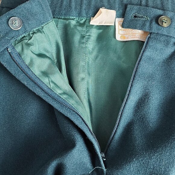 Pendleton Vintage High Waist Pleated Green Virgin Wool Trouser Pants - Picture 6 of 9